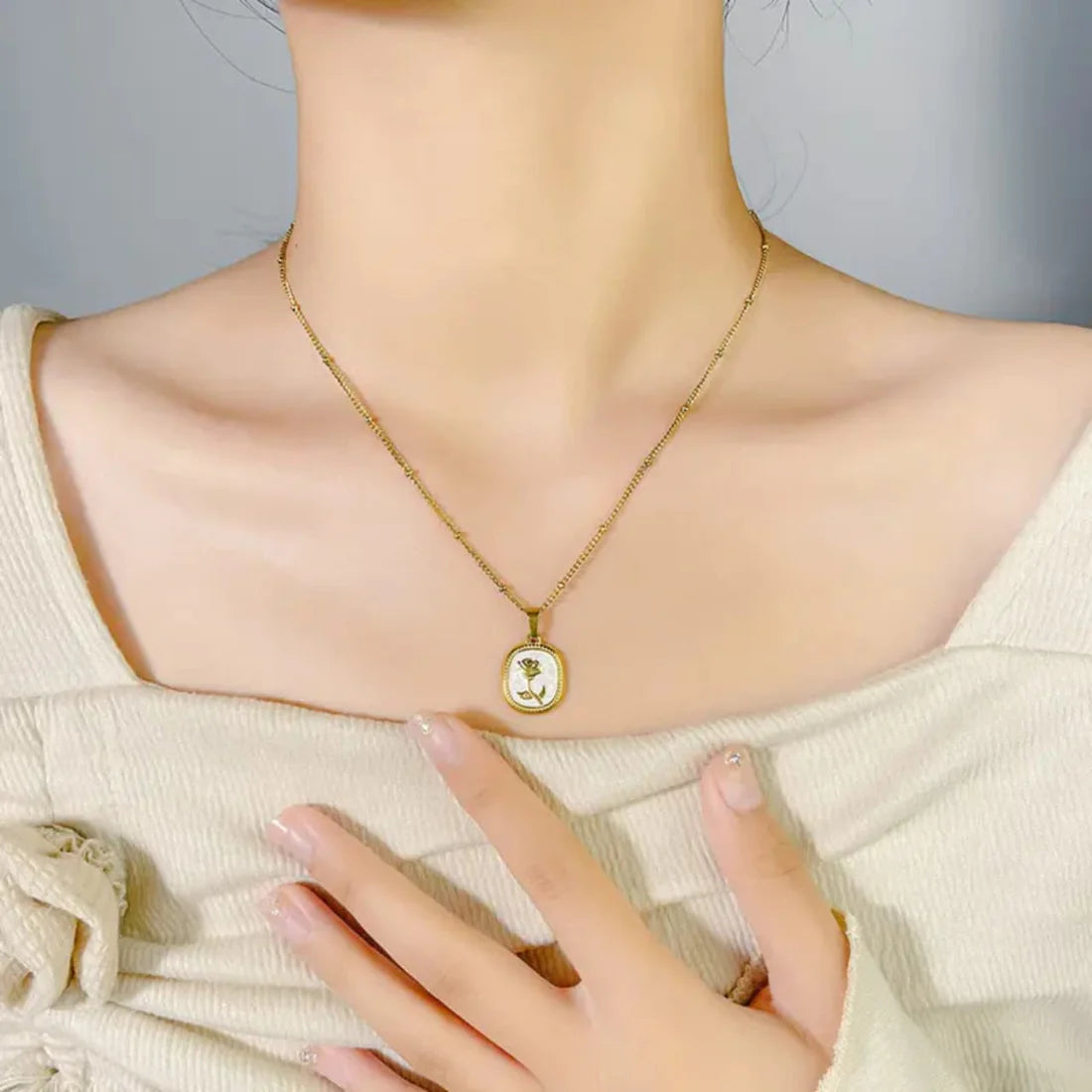 Zircon Rose Necklace