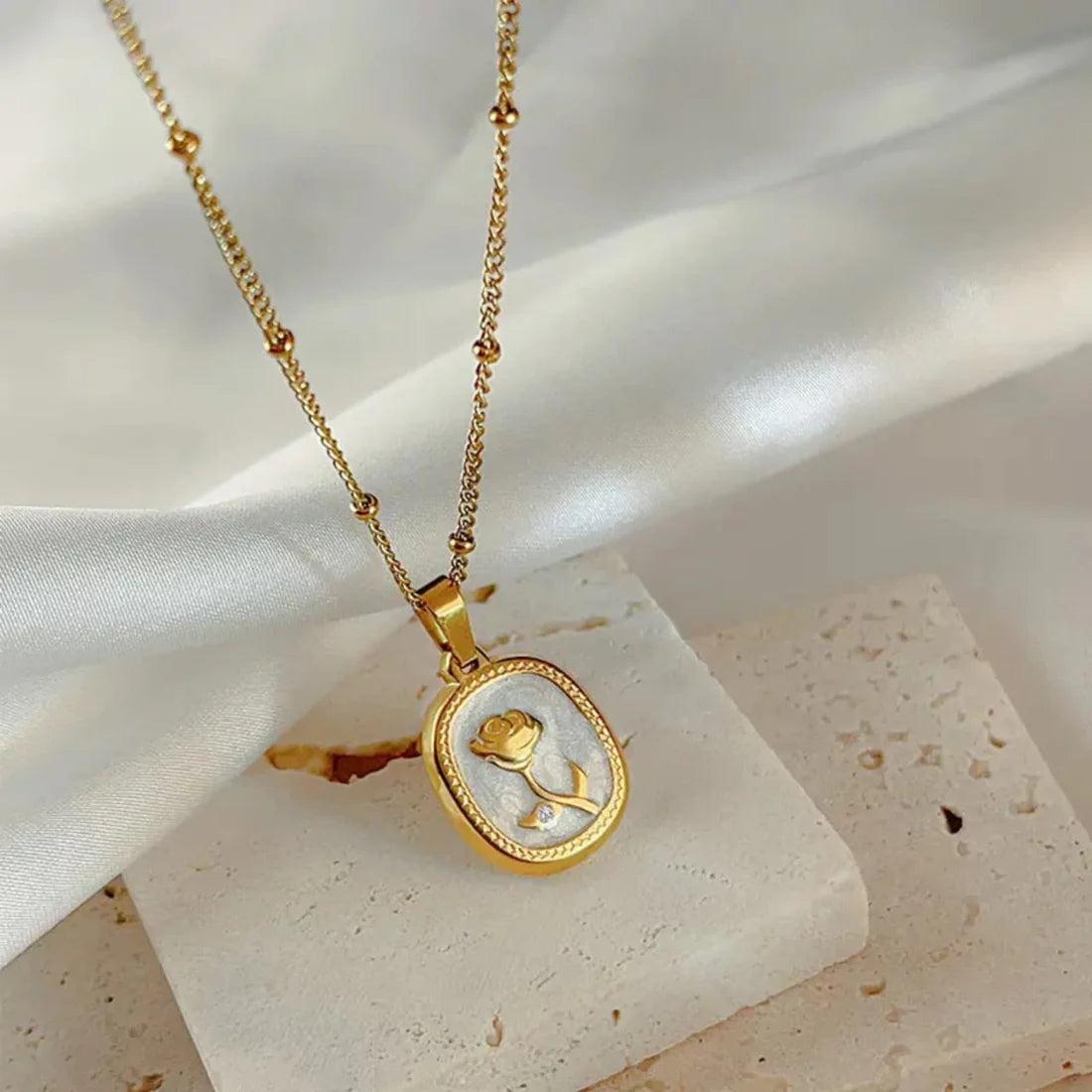 Zircon Rose Necklace