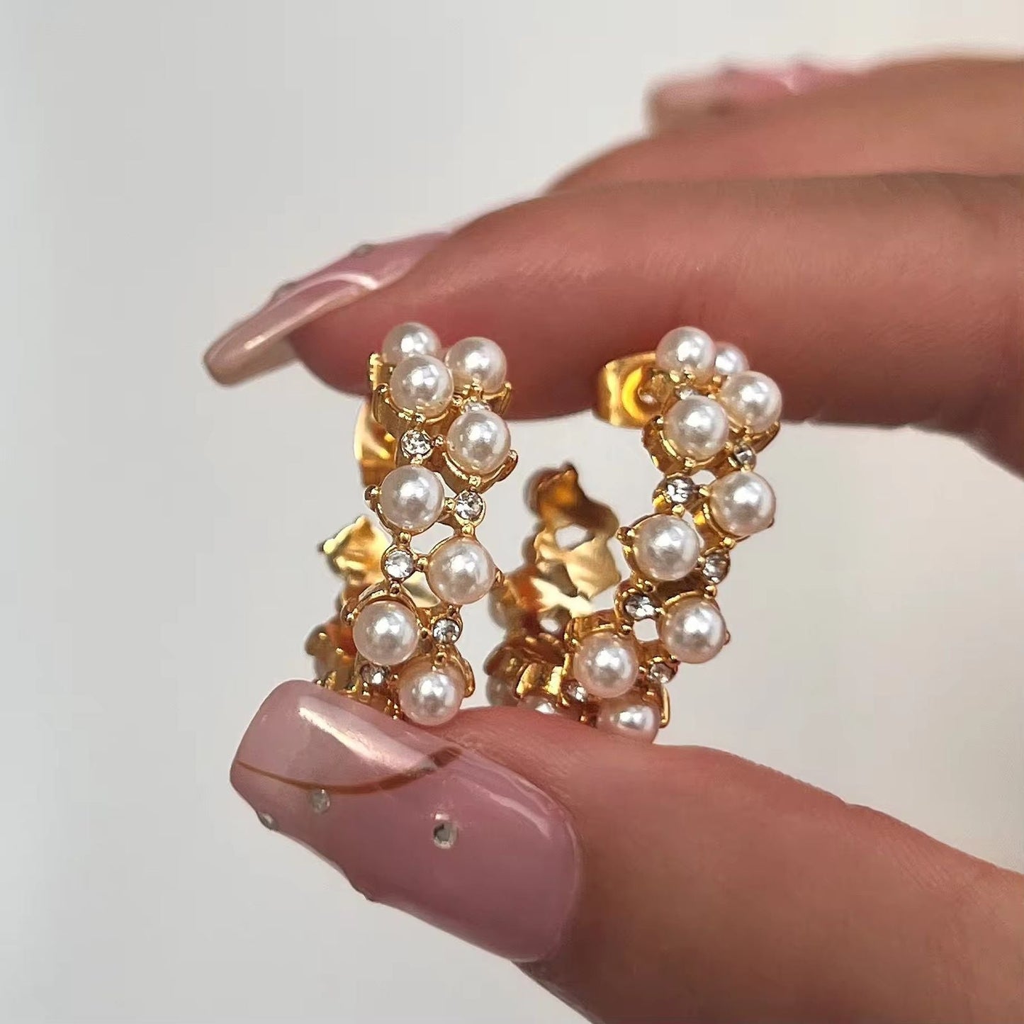 Golden Pearl Cluster Hoop